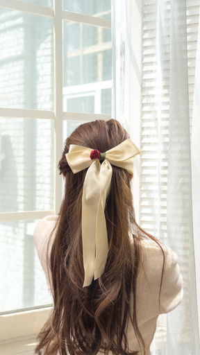 Satin Rose Bowknot Hair Clip