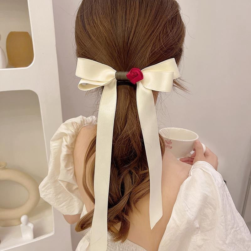 Satin Rose Bowknot Hair Clip