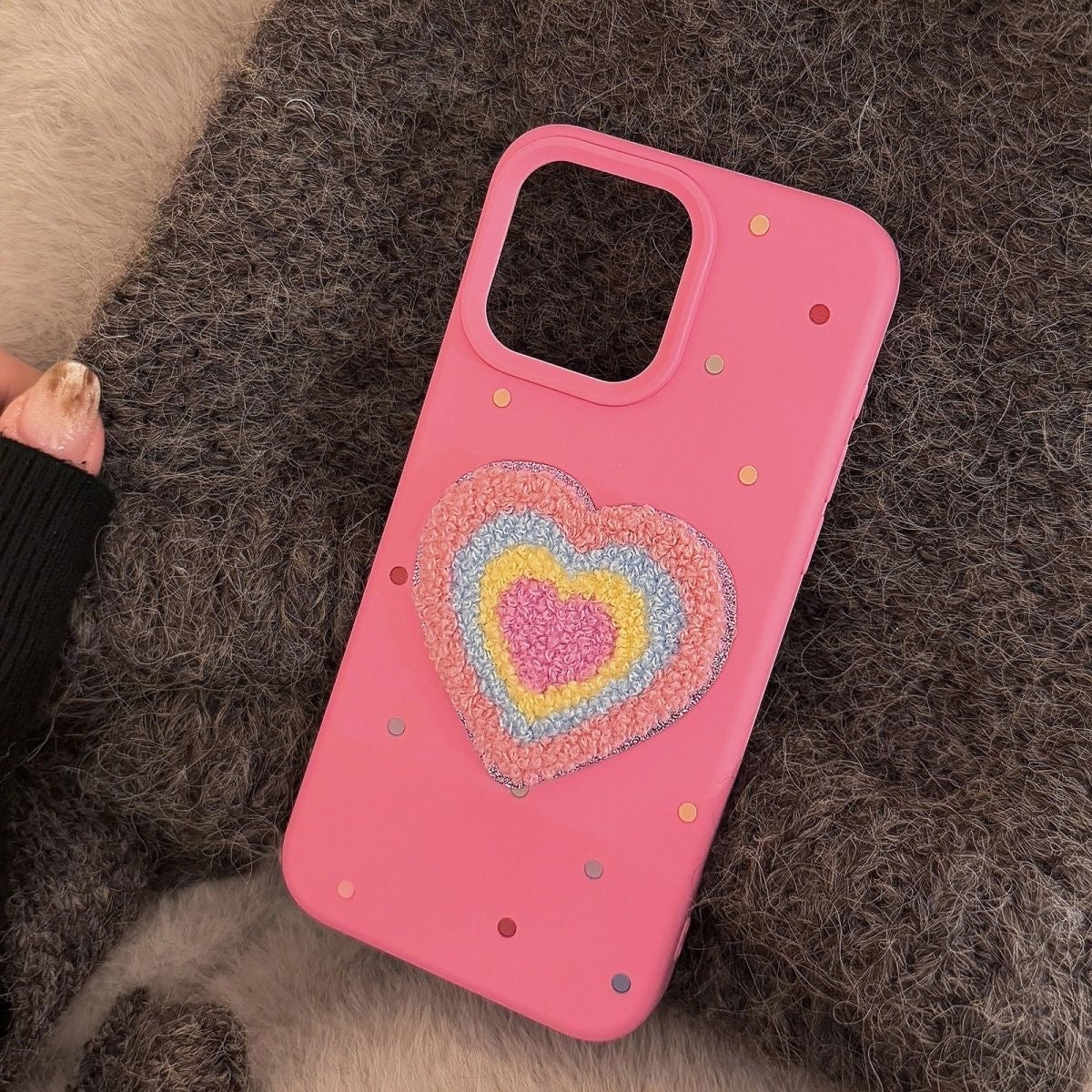 Fluffy Coquette Heart Design iPhone Case