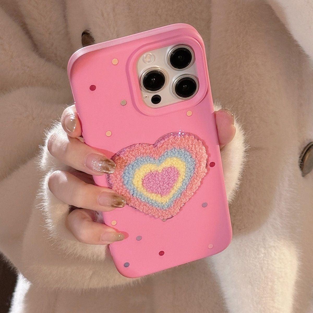 Fluffy Coquette Heart Design iPhone Case