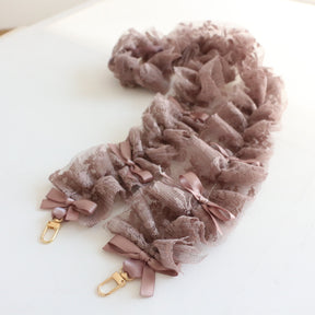 Ballerina Mauve Ruffle Bowknot Double Buckle Phone Strap