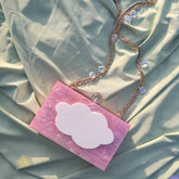 Pink Cloud Pattern Design Acrylic Clutch