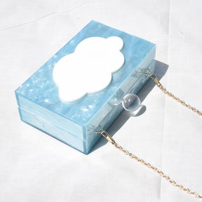 Blue Cloud Pattern Design Acrylic Clutch