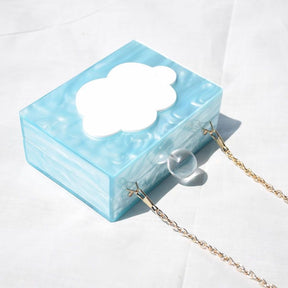 Blue Cloud Pattern Design Acrylic Clutch