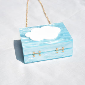 Blue Cloud Pattern Design Acrylic Clutch