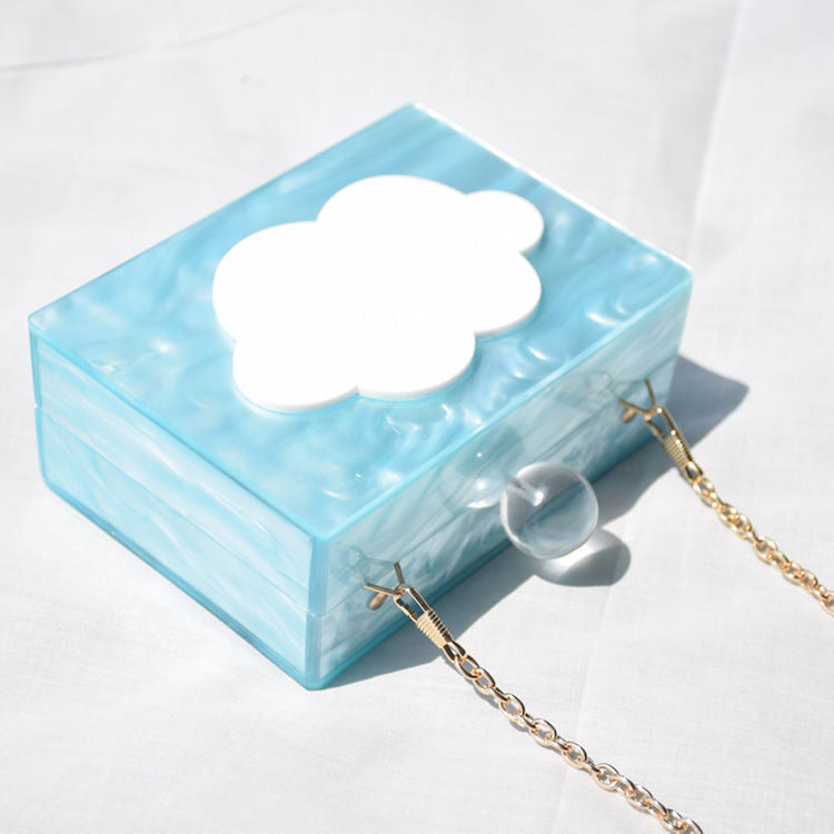 Blue Cloud Pattern Design Acrylic Clutch