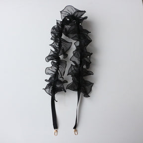 Black Pearl Balletcore Ruffle Double Buckle Strap