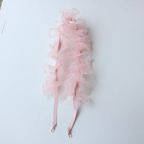 Pink Pearl Balletcore Ruffle Double Buckle Strap